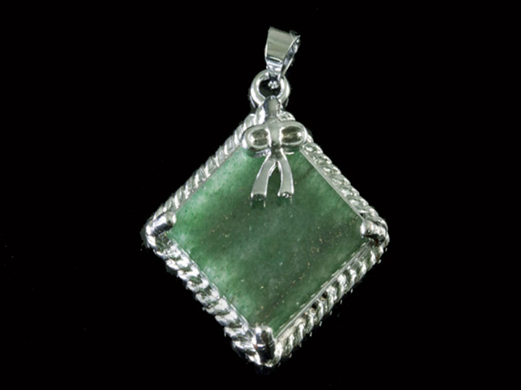 15x15mm Africa Jade Square Pendant Brass Silver Plated [y840h]