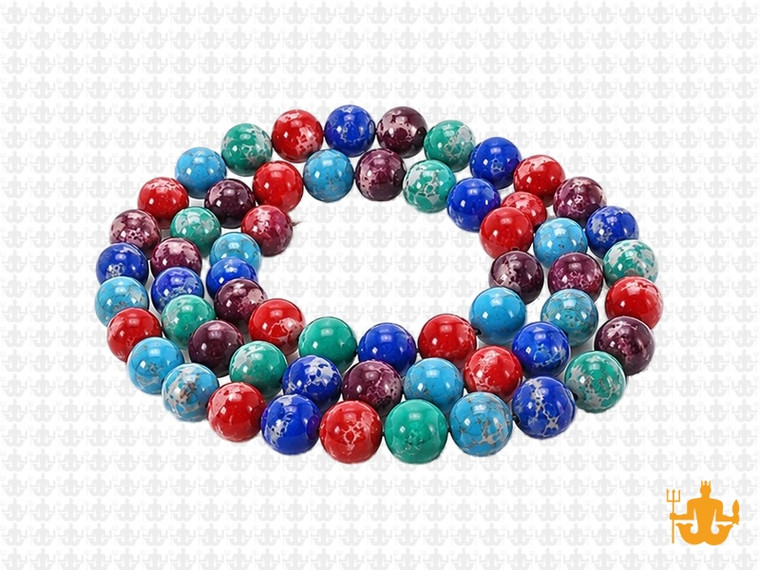 6mm Mix Sea Sediment Round Beads 15.5" dyed [6r55x]