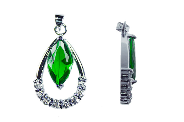 18x28mm Emerald Green Tear Drop Rhinestone Pendant [y104b]