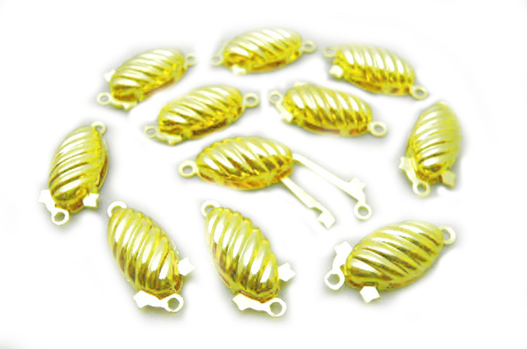 14K Gold Plated 8x20mm Filigree Fish Hook Clasp 5 Set [y111h]