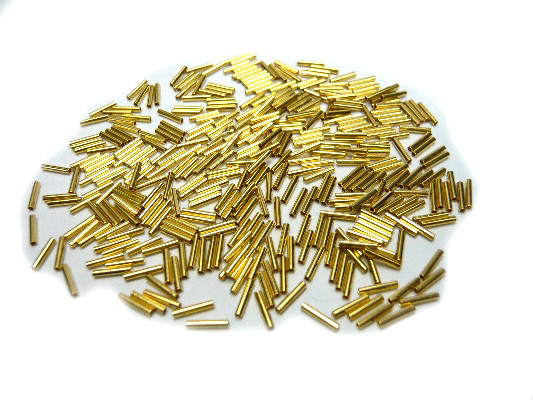 1x6mm Copper Gold Plated Tube Beads 20pcs. [y356e]