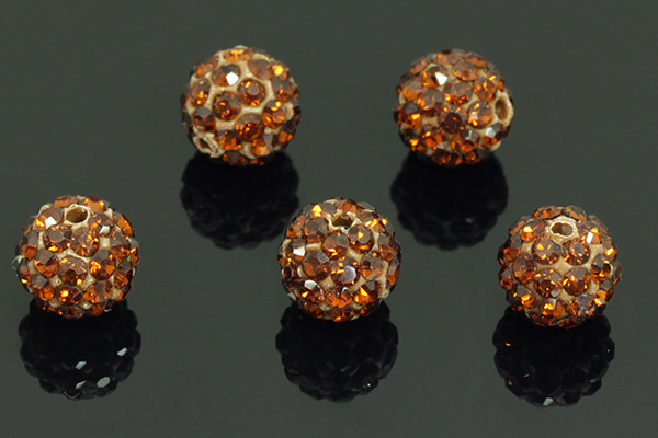 8mm Disco Pave Citrine Crystal Beads 5pcs. [y403a]