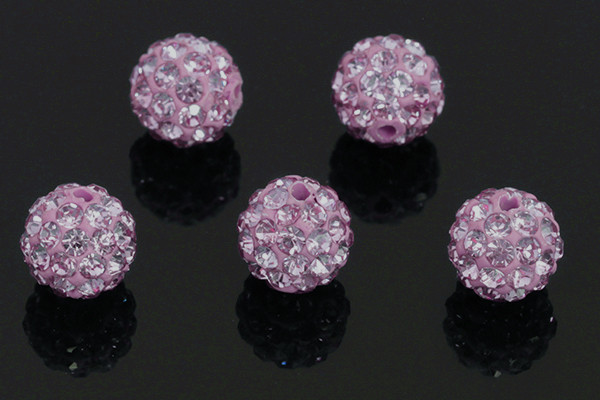 8mm Disco Pave Rose Crystal Beads 5pcs. [y404a]