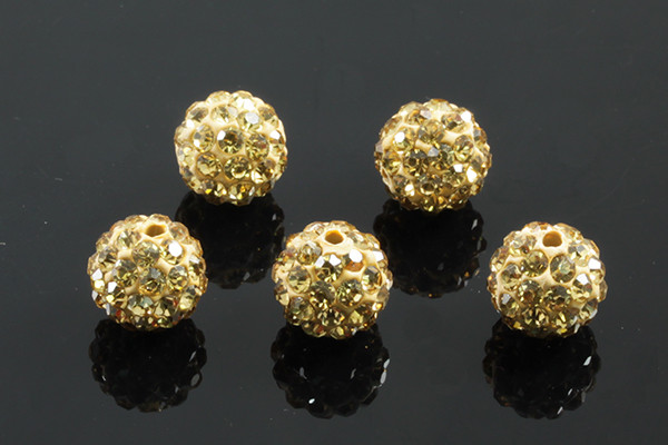 8mm Disco Pave Tan Crystal Beads 5pcs. [y405a]