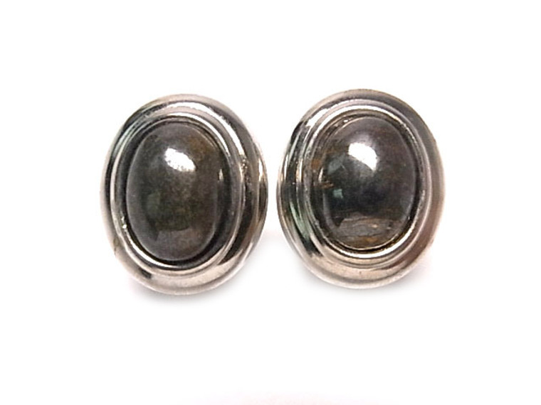 18x20mm Iron Tiger Eye Oval Surgical Steel Post Earring [y337d]