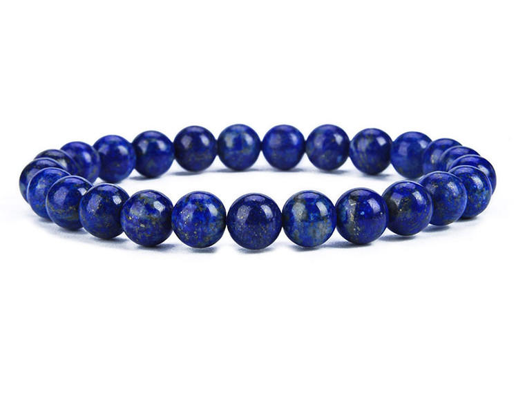 6mm Lapis Lazuli Elastic Bracelet 7.5" dyed [b2m3]