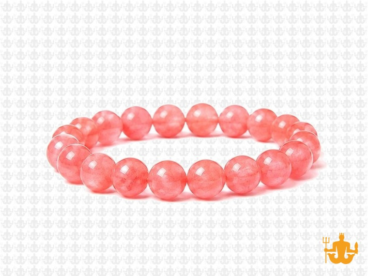 6mm Cherry Quartz Elastic Bracelet 7.5" synthetic [b2a41]