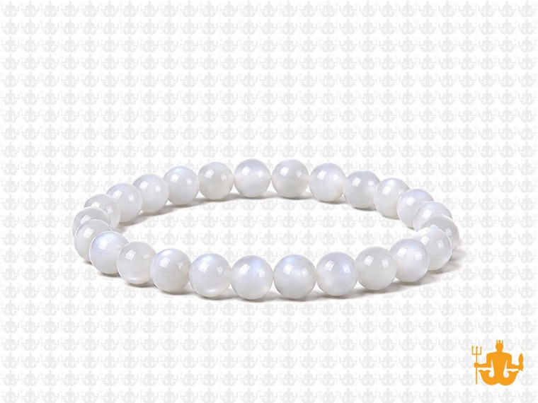 6mm Mother Of Pearl Elastic Bracelet 7.5" natural [b2d53]