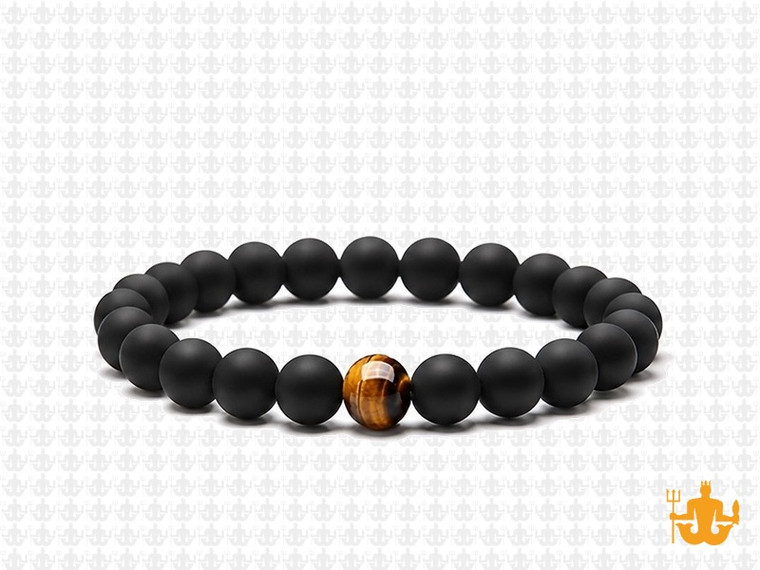 6mm Onyx Obsidian Elastic Bracelet 7.5" [b2b65c]