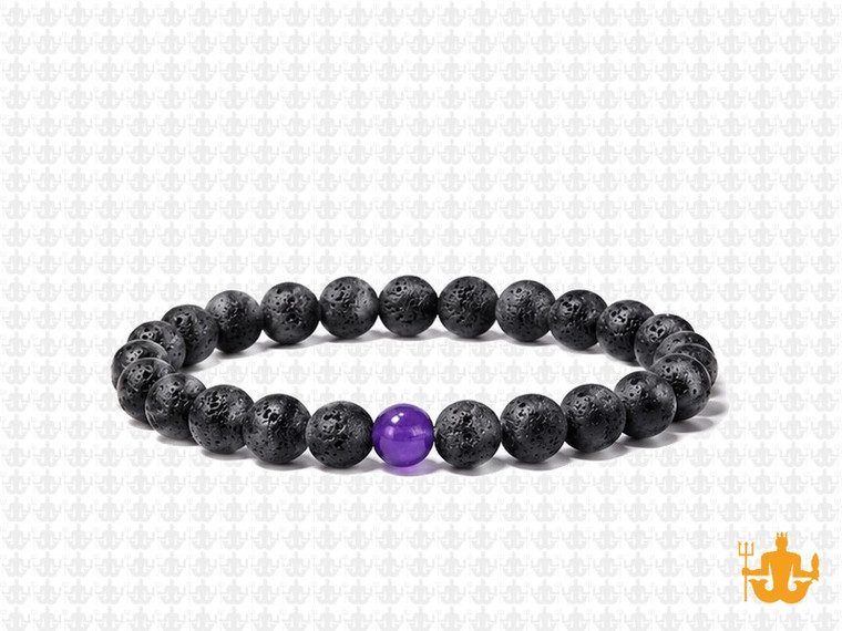 6mm Volcano Black Lava Elastic Bracelet 7.5" natural [b2d50p]