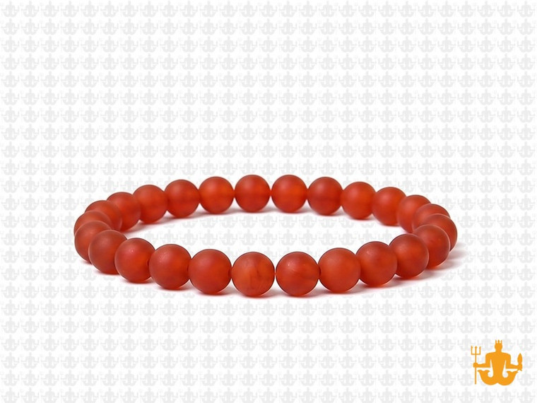 6mm Matte Carnelian Elastic Bracelet 7.5" heated [b2d17m]