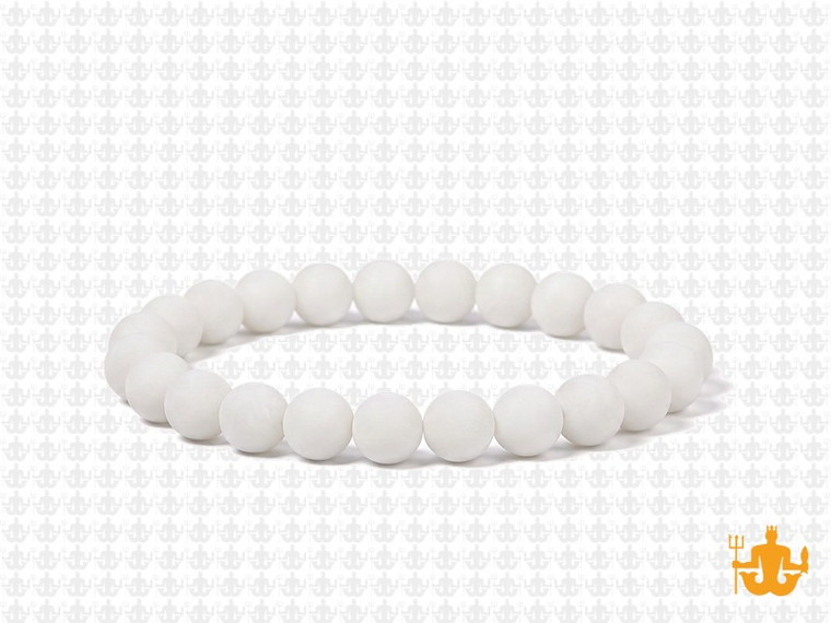 6mm Matte White Obsidian Elastic Bracelet 7.5" natural [b2b98m]