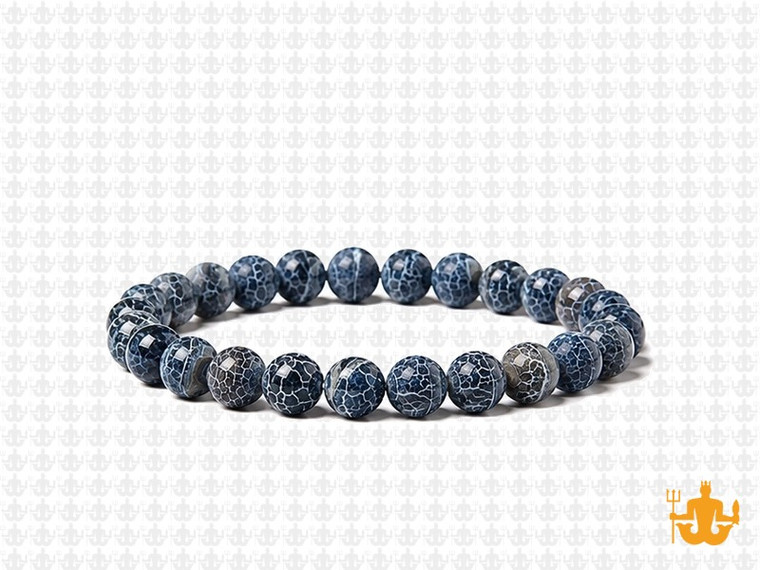 6mm Black Spider Agate Elastic Bracelet 7.5" dyed [b2f31k]