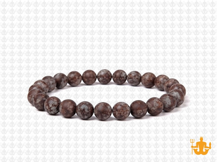6mm Matte Brown Snowflake Elastic Bracelet 7.5" natural [b2b4m]