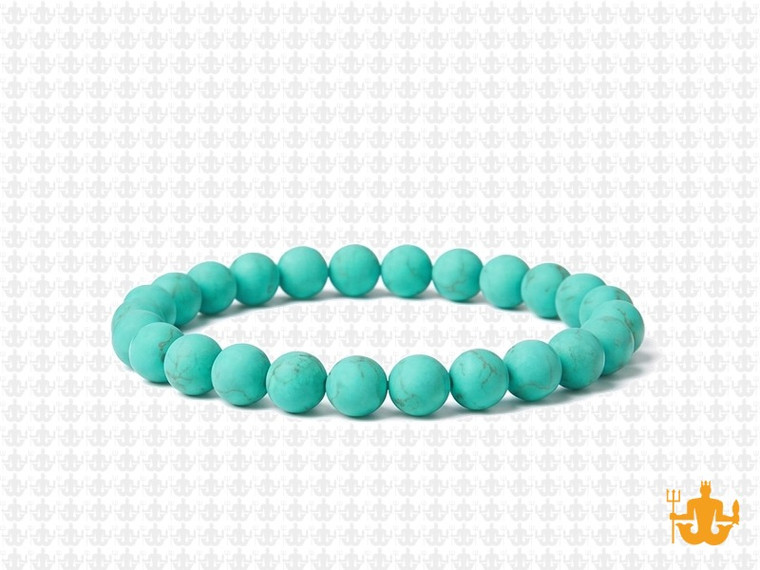 6mm Matte Green Turquoise Elastic Bracelet 7.5" stabilized [b2d22m]
