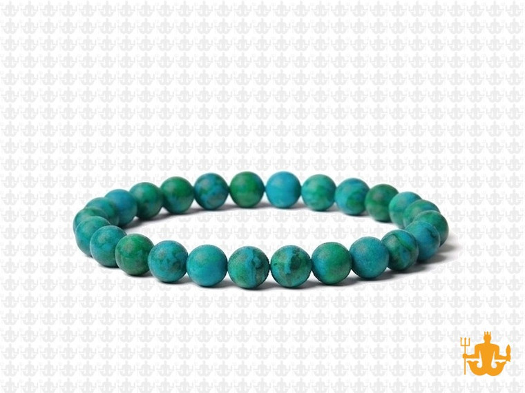 6mm Matte Azurite Chrysocolla Elastic Bracelet 7.5" dyed [b2d41m]