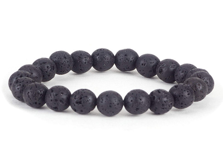 6mm Matte Volcano Black Lava Elastic Bracelet 7.5" natural [b2d50m]