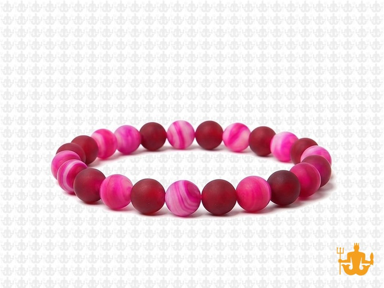 6mm Matte Rose Agate Elastic Bracelet 7.5" dyed [b2f11m]