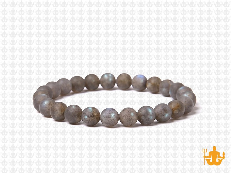 6mm Matte Labradorite Elastic Bracelet 7.5" natural [b2r40m]