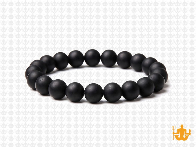 8mm Matte Black Onyx Elastic Bracelet 7.5" [b3b65m]