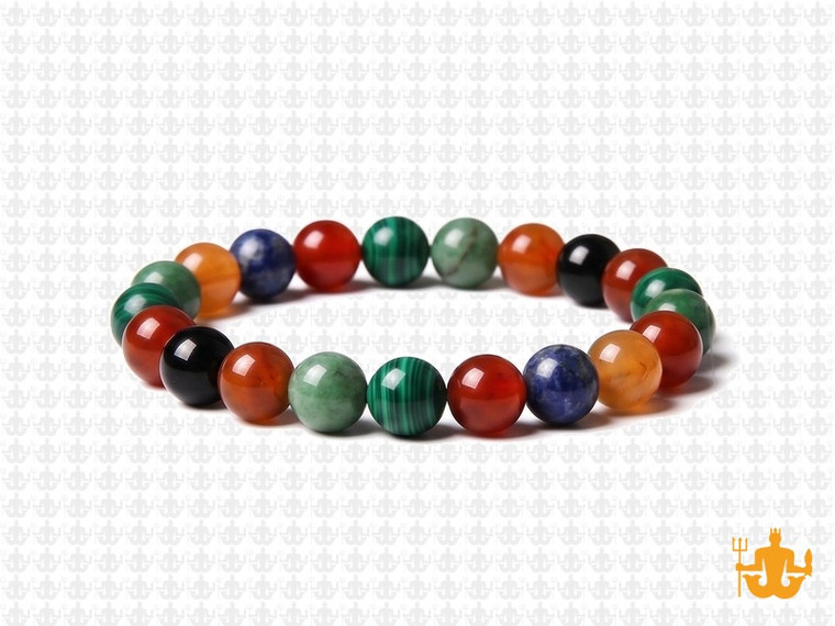 8mm Mix Agate Elastic Bracelet 7.5" dyed [b3d29]