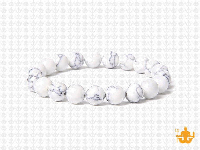 8mm White Turquoise Elastic Bracelet 7.5" stabilized [b3d23]