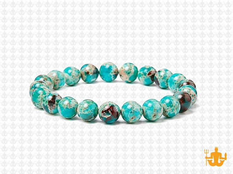 8mm Green Sea Sediment Elastic Bracelet 7.5" dyed [b3r55g]