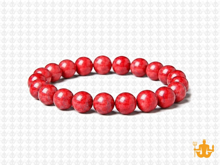 8mm Red Magnesite Elastic Bracelet 7.5" [b3tr]