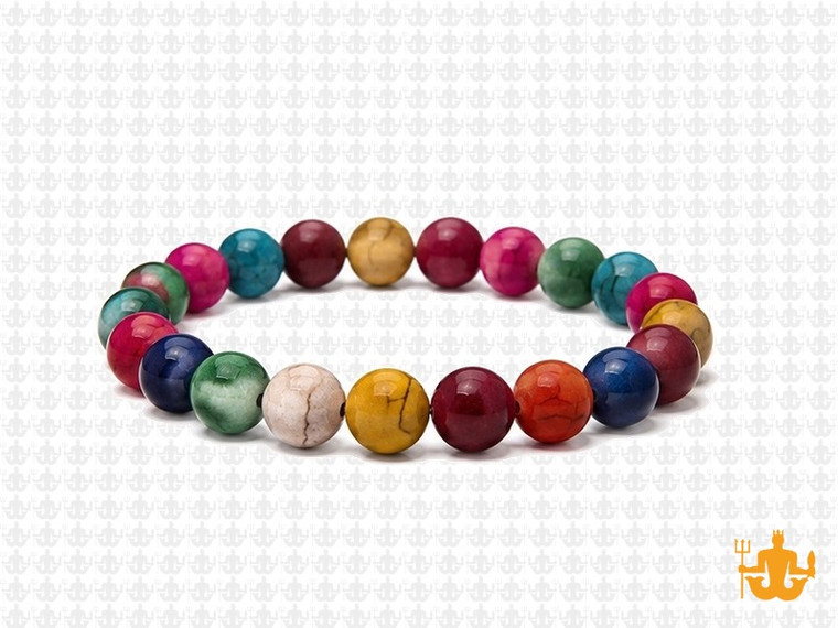 8mm Mix Magnesite Elastic Bracelet 7.5" [b3tx]