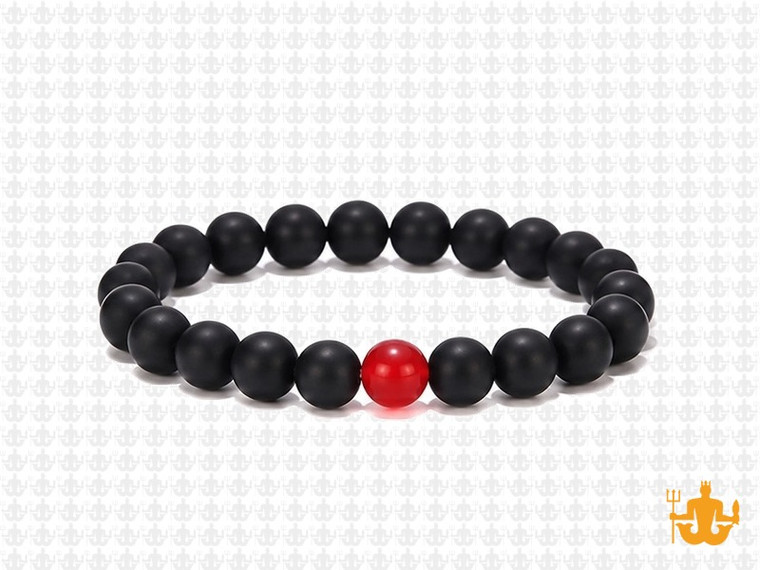8mm Onyx Obsidian Elastic Bracelet 7.5" [b3b65r]