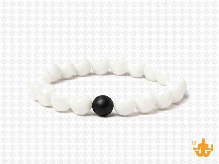 8mm White Jade Elastic Bracelet 7.5" natural [b3b40k]