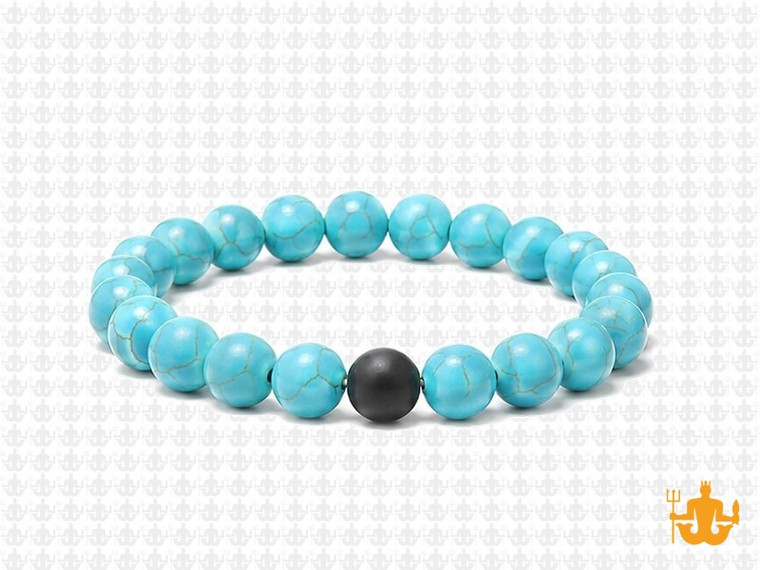 8mm Blue Turquoise Elastic Bracelet 7.5" stabilized [b3d21k]