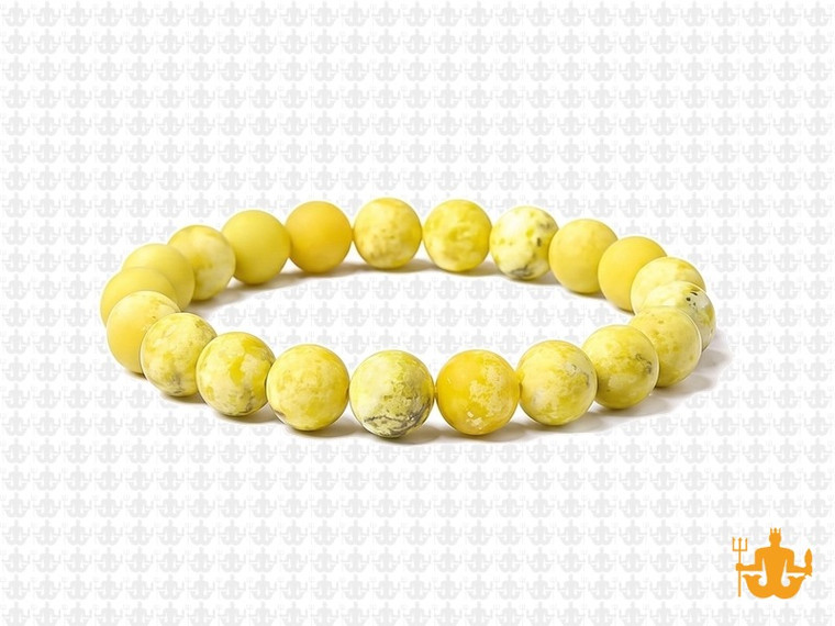 8mm Matte Yellow Serpentine Elastic Bracelet 7.5" natural [b3b33m]