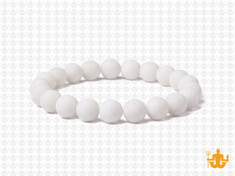 8mm Matte White Jade Elastic Bracelet 7.5" natural [b3b40m]