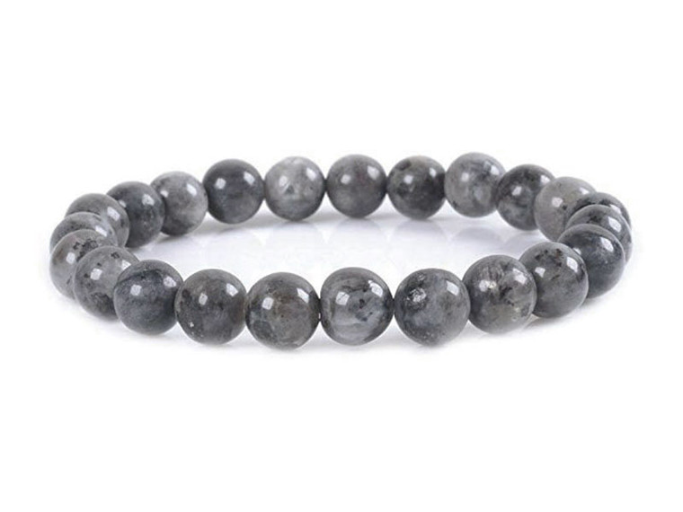 8mm Matte Black Labradorite Elastic Bracelet 7.5" natural [b3d40m]