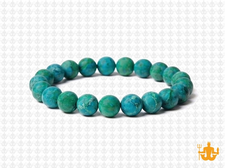 8mm Matte Azurite Chrysocolla Elastic Bracelet 7.5" dyed [b3d41m]
