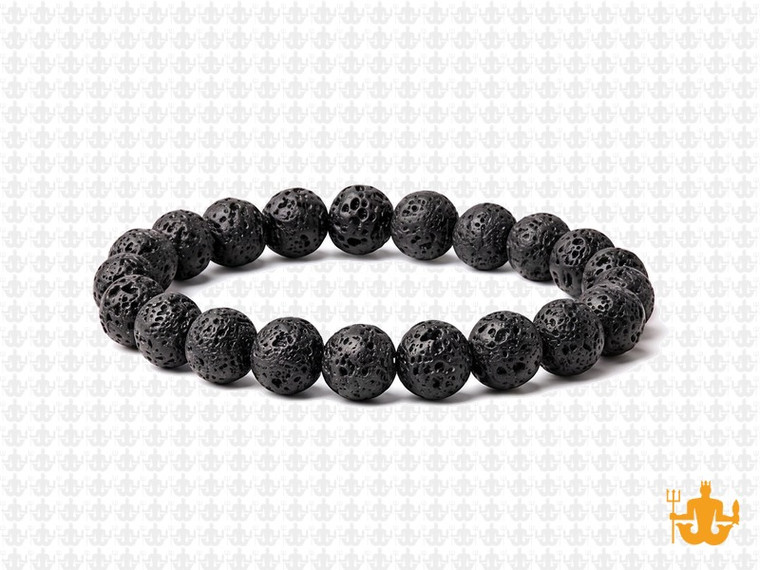 8mm Matte Volcano Black Lava Elastic Bracelet 7.5" natural [b3d50m]