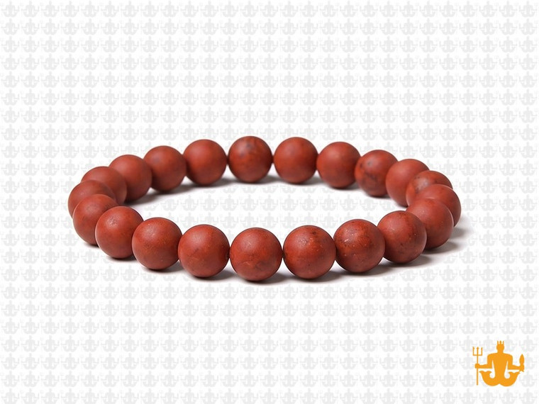8mm Matte Red Jasper Elastic Bracelet 7.5" natural [b3r12m]