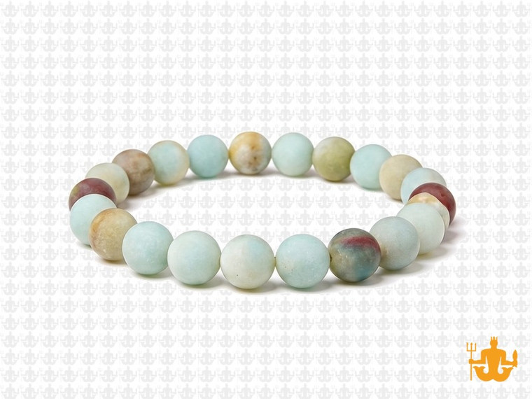 8mm Matte Gold Black Amazonite Elastic Bracelet 7.5" natural [b3r36m]