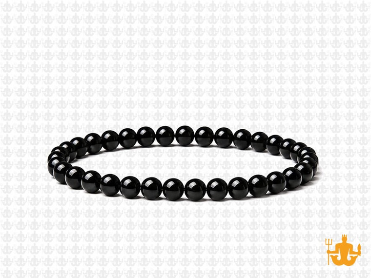 4mm Onyx Obsidian Elastic Bracelet 7.5" [b1b65]