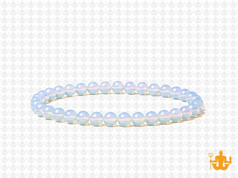 4mm Moonstone Opalite Elastic Bracelet 7.5" synthetic [b1a43]