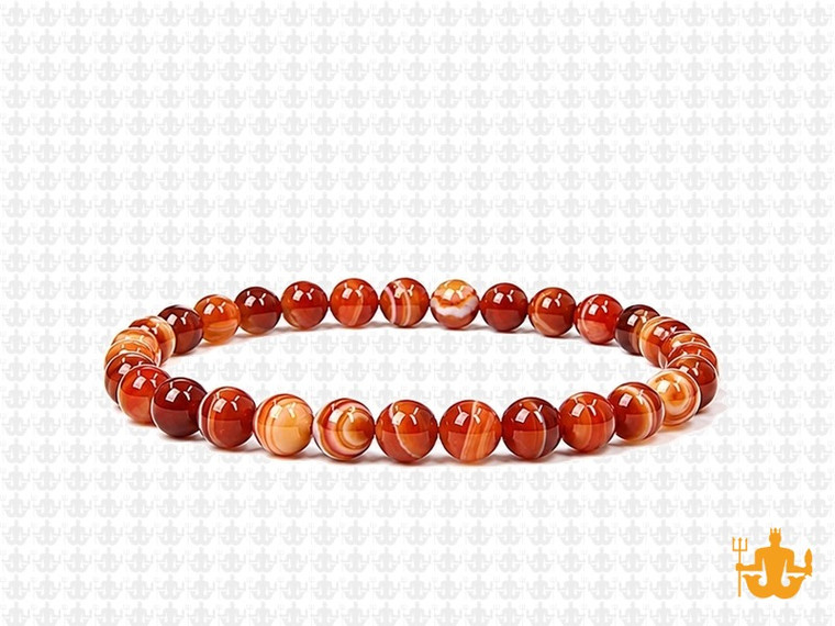 4mm Red Banded Agate Elastic Bracelet 7.5" heated [b1f20]