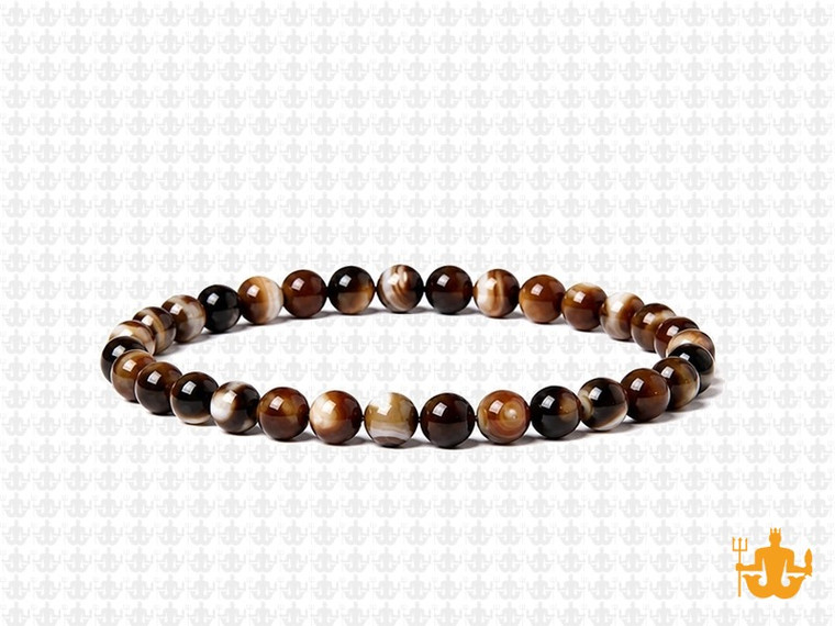 4mm Brown Banded Agate Elastic Bracelet 7.5" dyed [b1f25]