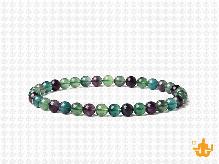 4mm Rainbow Fluorite Elastic Bracelet 7.5" natural [b1r8]