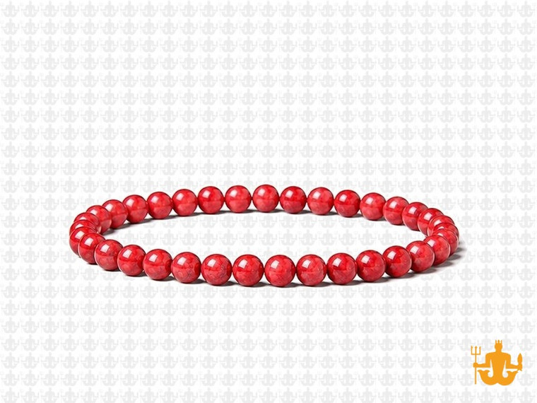 4mm Red Magnesite Elastic Bracelet 7.5" [b1tr]