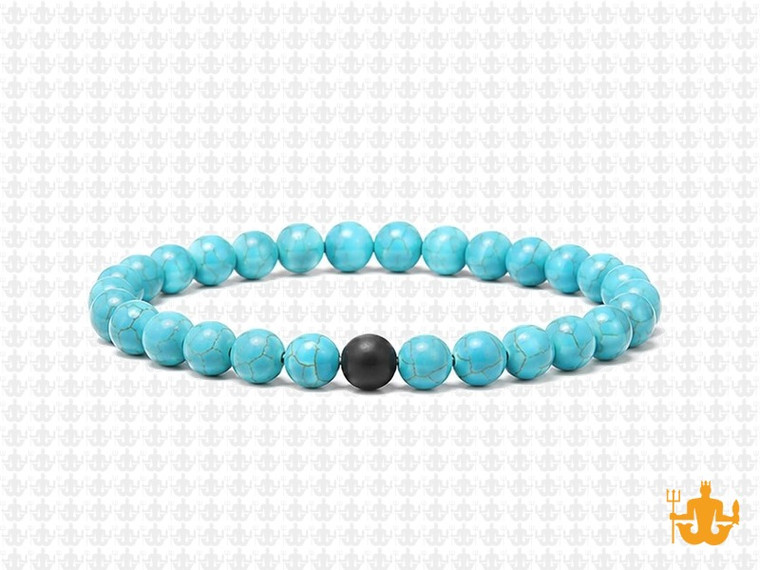 4mm Blue Turquoise Elastic Bracelet 7.5" stabilized [b1d21k]