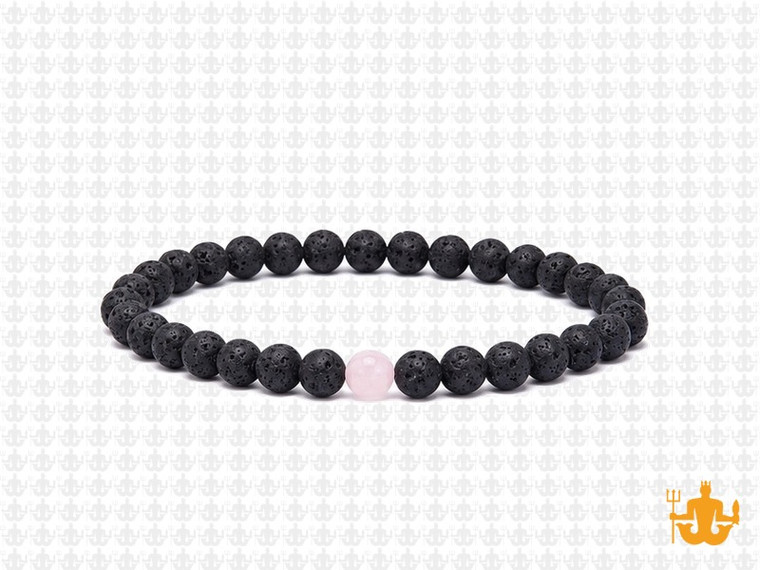 4mm Volcano Black Lava Elastic Bracelet 7.5" natural [b1d50f]