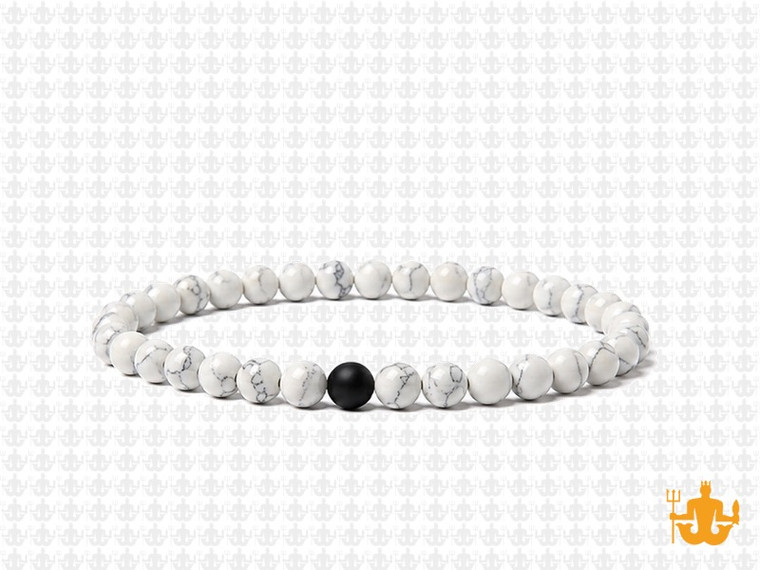 4mm White Howlite Elastic Bracelet 7.5" natural [b1b9b]