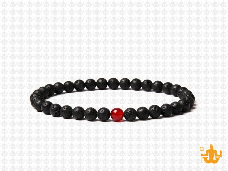 4mm Volcano Black Lava Elastic Bracelet 7.5" natural [b1d50r]