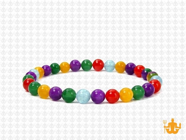 4mm Mix Jade Elastic Bracelet 7.5" dyed [b1x3]